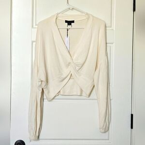 Lightweight Cream Twist Front Sweater
